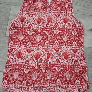 Laundry By Shelli Segal Tank Top Small Blouse Red Sleeveless V Neck